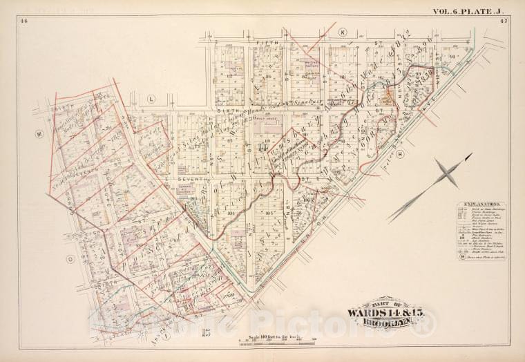 Historic Map - 1880 Brooklyn (New York, N.Y.), Sixth St N.6Th St Fifth St Union Ave, Tenth St Grand St; Seventh St Eighth St Ninth St Hope St Ainslie St N - Vintage Wall Art