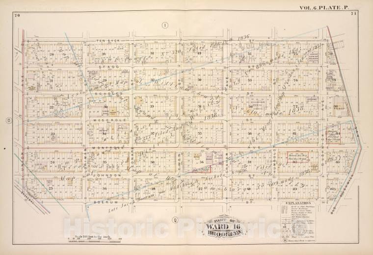 Historic Map - 1880 Brooklyn (New York, N.Y.), Ten Eyck St Old Bushwick Ave, Broadway, Boerum St Union Ave; - Vintage Wall Art