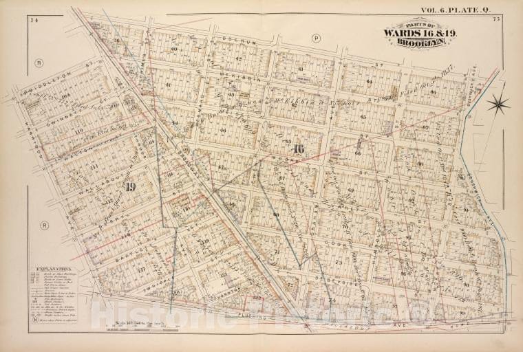Historic Map - 1880 Brooklyn (New York, N.Y.), Boerum St Bushwick Ave, Flushing Ave, Harrison Ave, Middleton St Broadway; - Vintage Wall Art
