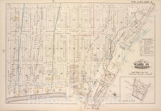 Historic Map - 1880 Brooklyn (New York, N.Y.), Lee Ave, Flushing Ave, Classon Ave, Hewes St Canal, Wilson St; - Vintage Wall Art
