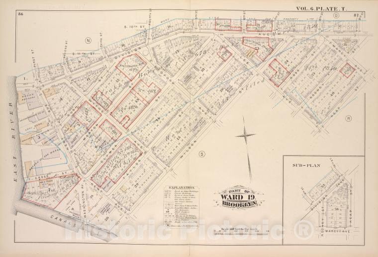 Historic Map - 1880 Brooklyn (New York, N.Y.),First Second S.11Th Third S.10Th Fourth 5Th 6Th 7Th 8Th 9Th Rodney Marcy, Keap Lee, Wilson - Vintage Wall Art