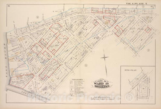 Historic Map - 1880 Brooklyn (New York, N.Y.),First Second S.11Th Third S.10Th Fourth 5Th 6Th 7Th 8Th 9Th Rodney Marcy, Keap Lee, Wilson - Vintage Wall Art