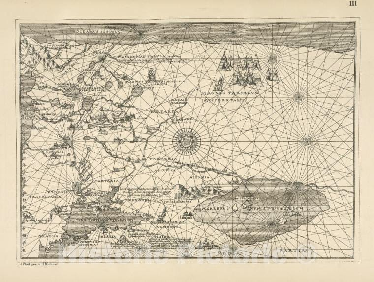 Historic 1899 Map - Karta Rossii Batisty Agneze 1525G Tekst Str.3 - Russia - Vintage Wall Art