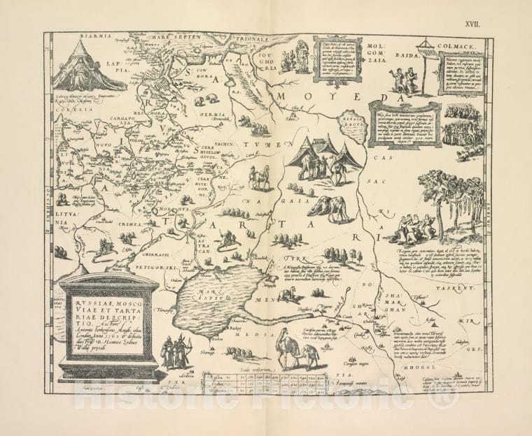 Historic 1899 Map - Karta Rossii Dzhenkinsona 1562G. Tekst Str.10. - Russia - Vintage Wall Art
