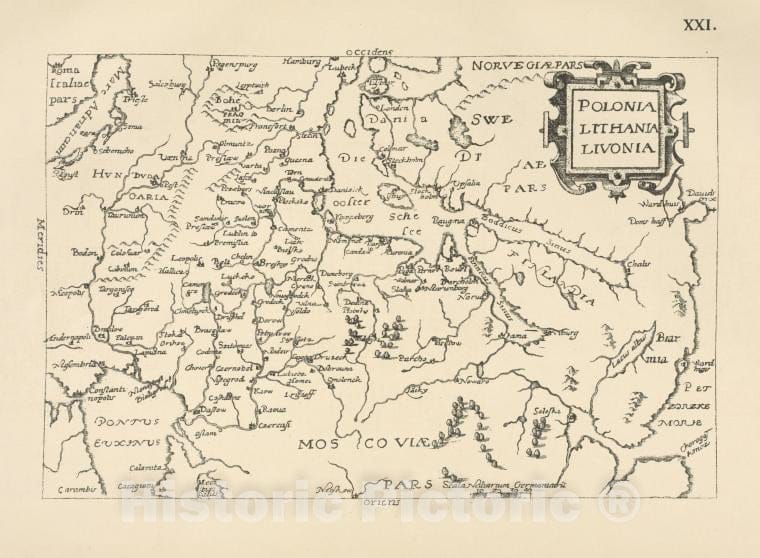 Historic 1899 Map - Karta Polonia, Lithania, Livonia Iz Theatrum Principum Orbis Universi. Tekst Str.12. - Russia - Vintage Wall Art