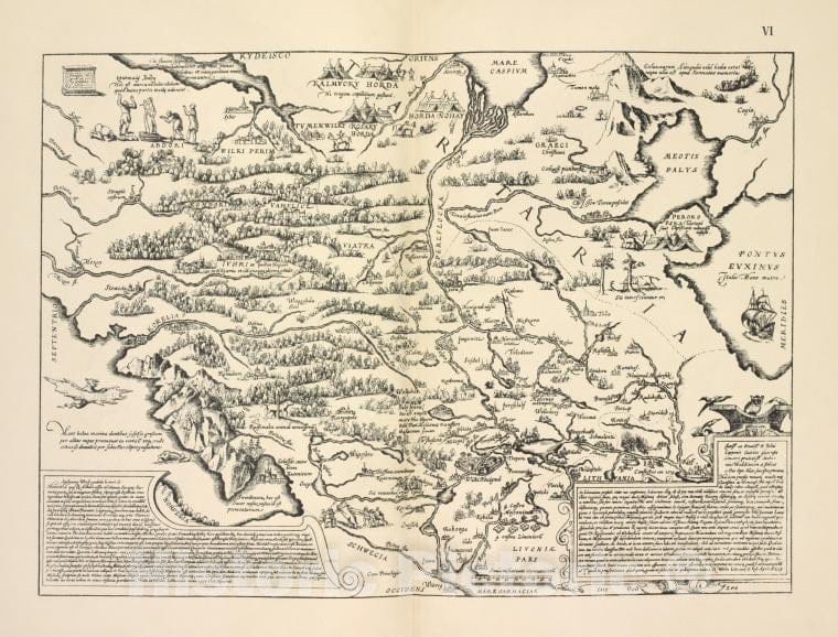 Historic 1899 Map - Karta Rossii Antoniia Vida Ok.1537G. S Ottiska, Gravirovannago F.Gogenbergom V 1570G. Tekst Str.4 - Russia - Vintage Wall Art