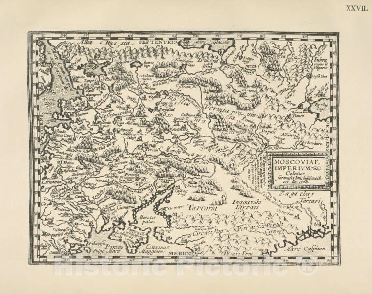 Historic 1899 Map - Karta Rossii I.Magina Iz Atlasa M.Kvada Geographisch Handbuch 1600G. Tekst Str.12. - Russia - Vintage Wall Art