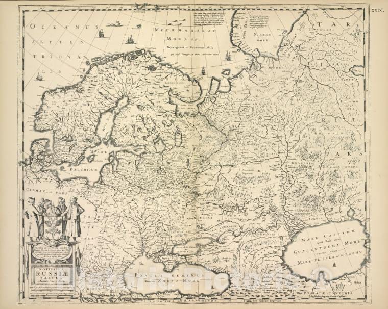 Historic 1899 Map - Karta Rossii I.Massy 1633G. Tekst Str.`13 - Russia - Vintage Wall Art