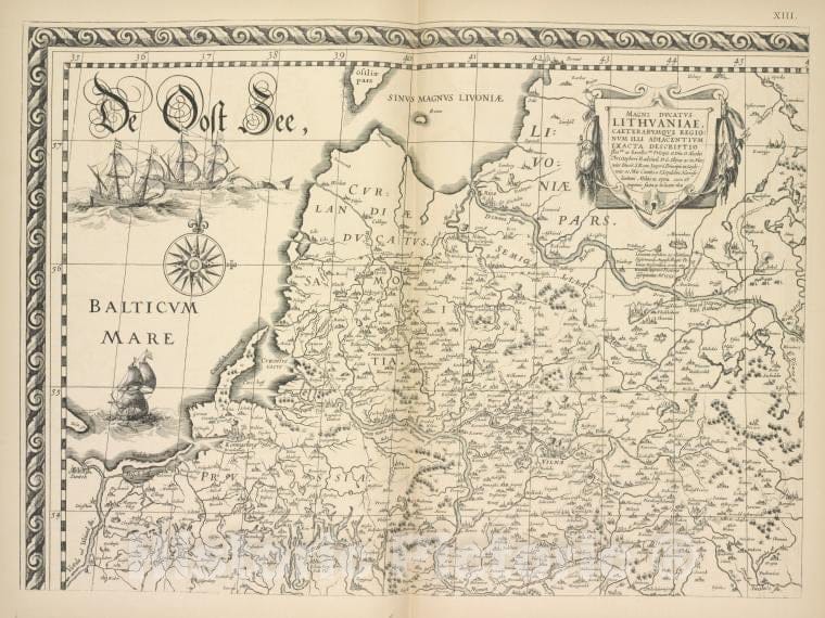 Historic 1899 Map - Karta Litvy Kn. N.Khr.Radzivila, 1613G. Str.3 - Russia - Vintage Wall Art