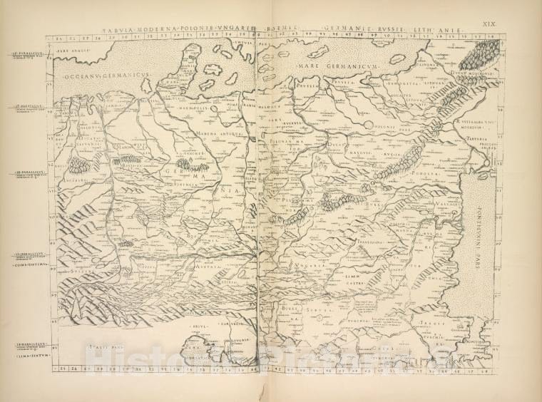 Historic 1899 Map - Karta Srednei Evropy N.Kuzana, Izd. Markom Beneventskim V 1507G. Str.7 - Russia - Vintage Wall Art