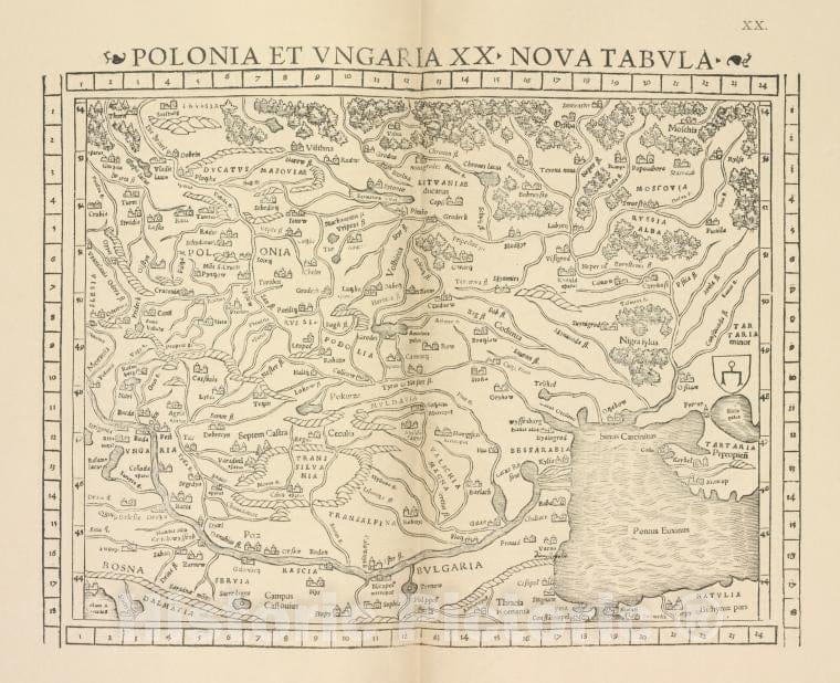 Historic 1899 Map - Karta Pol'Shi S.Miunstera 1540G. Str.12 - Russia - Vintage Wall Art