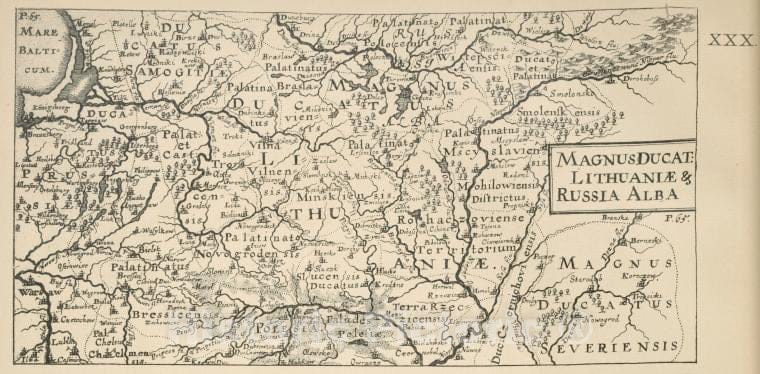 Historic 1899 Map - Karta Litvy, Izd. Ia. Sandrartom Po Karte Pol'Shi G. De Boplana. Str.25 - Russia - Vintage Wall Art