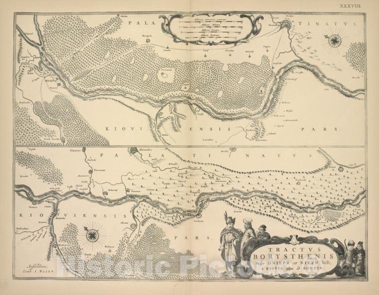 Historic 1899 Map - Karty Dniepra G.De Boplana. Str.23 - Russia - Vintage Wall Art