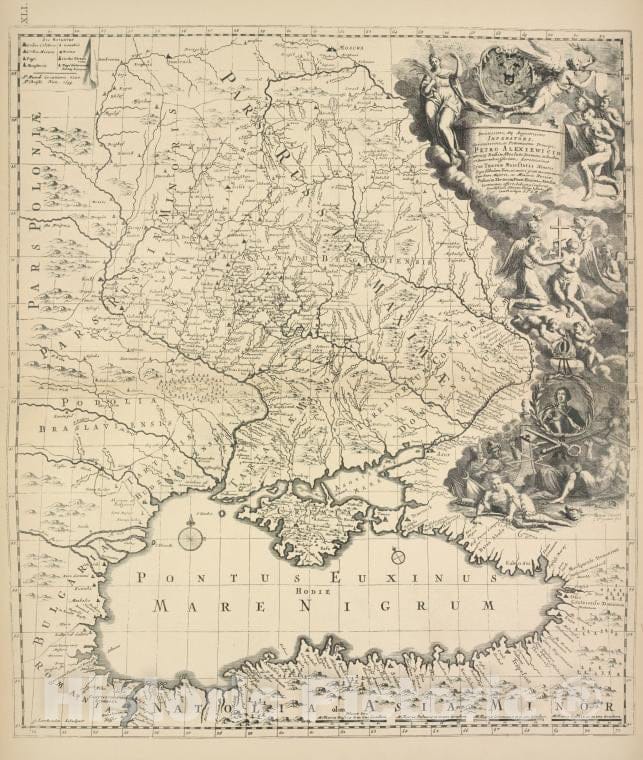 Historic 1899 Map - Karta Iuzhnoi Rossii Mengdena I Briusa 1699. Str.26 - Russia - Vintage Wall Art