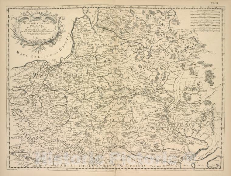 Historic 1899 Map - Pol'Sha N.Sansona, Izd. Rossi V 1688G. Str.26 - Russia - Vintage Wall Art