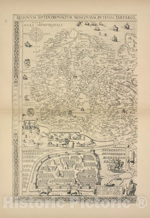 Historic 1899 Map - Karta Rossii I Sibiri, Sostavlennaia Neizvestnym Na Osnovanii Karty Evropy G.Merkatora 1554G. Str.9-10. - Russia - Vintage Wall Art