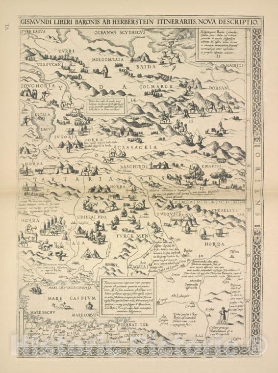 Historic 1899 Map - Karta Rossii I Sibiri, Sostavlennaia Neizvestnym Na Osnovanii Karty Evropy G.Merkatora 1554G. Str.9-10. - Russia - Vintage Wall Art, V3