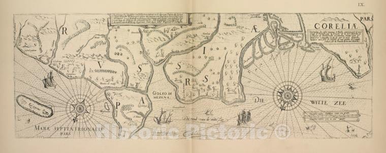 Historic 1899 Map - Karta Beregov Belago Moria I Ledovitago Okeana L.Vagenara. Str.13 - Russia - Vintage Wall Art