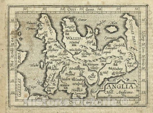 Historic 1603 Map - Anglia. - Norway - England - Abraham Ortelius His Epitome Of The Theater Of The Worlde. - Vintage Wall Art