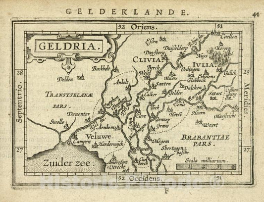 Historic Map - 1603 Gelderland (Netherlands), Geldria, Abraham Ortelius - Vintage Wall Art
