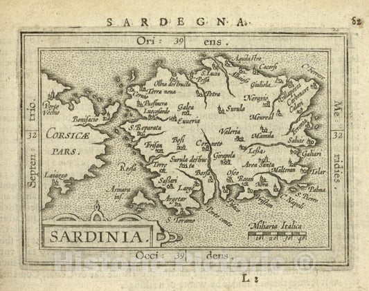 Historic 1603 Map - Sardiania. - Norway - Sardinia (Italy) - Abraham Ortelius His Epitome Of The Theater Of The Worlde. - Vintage Wall Art