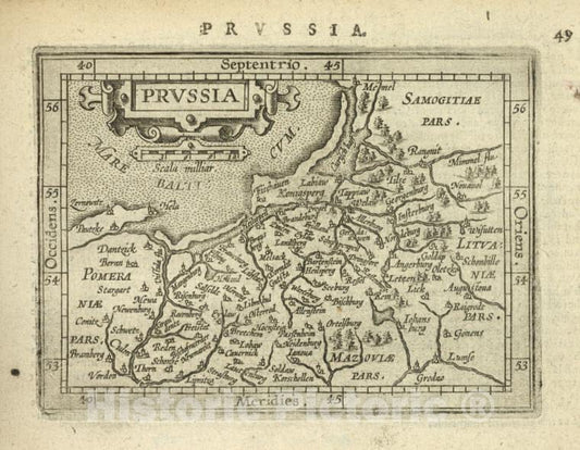 Historic Map - 1603 Baltic Sea, Prussia, Abraham Ortelius - Vintage Wall Art