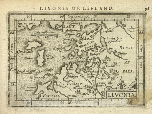 Historic Map - 1603 Baltic Provinces (Russia), Livonia, Abraham Ortelius - Vintage Wall Art