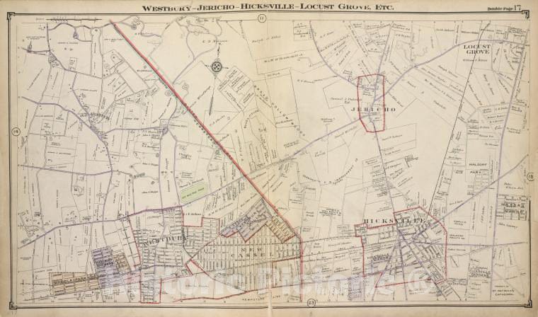 Historic Map - Westbury - Jericho - Hicksville - Locust - Grove, Etc. - Nassau County (N.Y.)- New York (State) - Nassau County - Vintage Wall Art