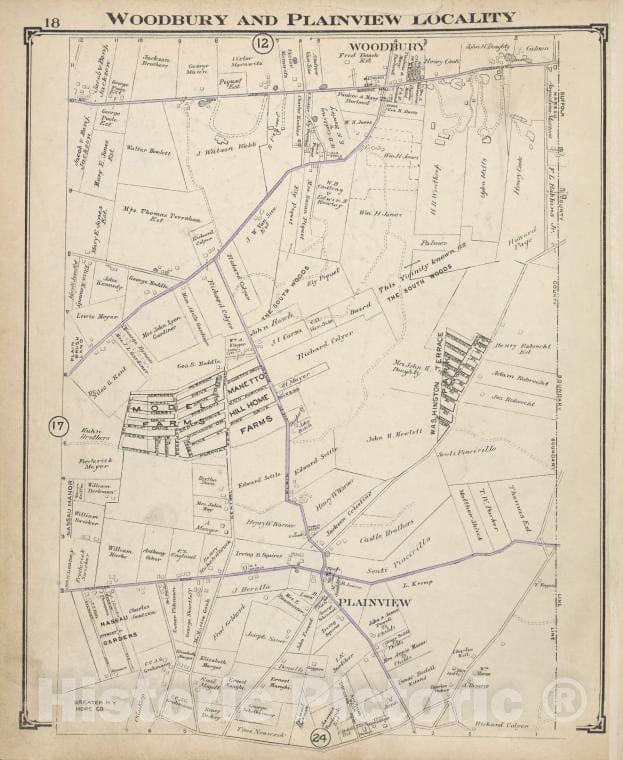 Historic Map - Woodbury And Plainview Locality - Nassau County (N.Y.)- New York (State) - Nassau County - Vintage Wall Art
