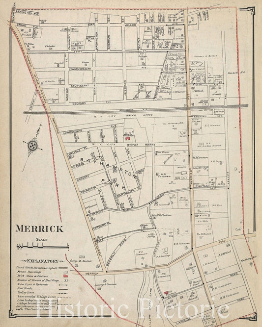 Historic Map - Merrick - Nassau County (N.Y.)- New York (State) - Nassau County - Vintage Wall Art