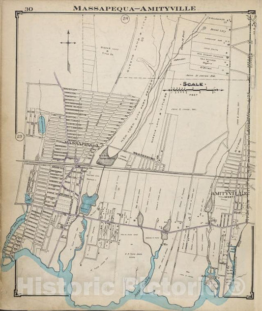 Historic Map - Massapequa - Amityville - Nassau County (N.Y.)- New York (State) - Nassau County - Vintage Wall Art
