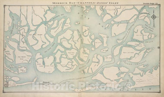 Historic Map - Merrick Bay - Channels - Jones' Inlet - Nassau County (N.Y.)- New York (State) - Nassau County - Vintage Wall Art