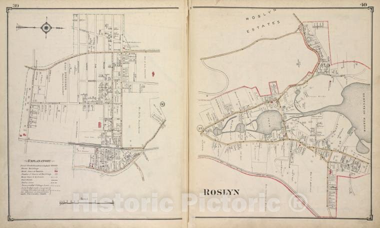 Historic Map - Roslyn - Nassau County (N.Y.)- New York (State) - Nassau County - Vintage Wall Art