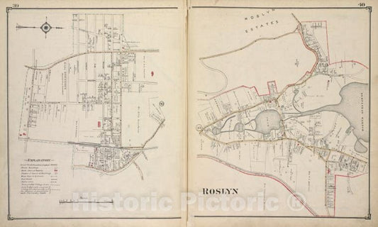 Historic Map - Roslyn - Nassau County (N.Y.)- New York (State) - Nassau County - Vintage Wall Art