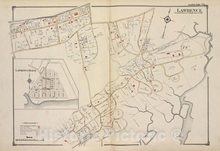 Historic Map - Lawrence Beach; Lawrence - Nassau County (N.Y.)- New York (State) - Nassau County - Vintage Wall Art