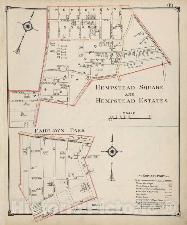 Historic Map - Hempstread Square And Hempstread Estates; Fairlawn Park - Nassau County (N.Y.)- New York (State) - Nassau County - Vintage Wall Art