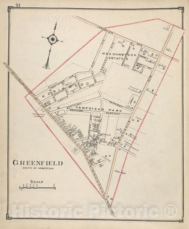 Historic Map - Greenfield - Nassau County (N.Y.)- New York (State) - Nassau County - Vintage Wall Art