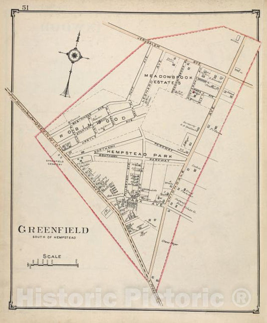Historic Map - Greenfield - Nassau County (N.Y.)- New York (State) - Nassau County - Vintage Wall Art