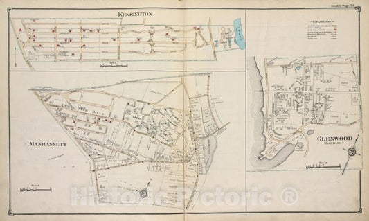 Historic Map - Kensington; Manhassett; Glenwood (Landing) - Nassau County (N.Y.)- New York (State) - Nassau County - Vintage Wall Art