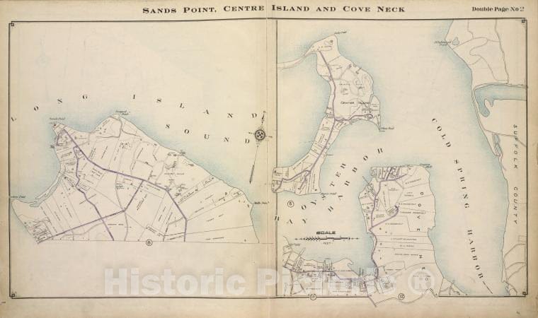 Historic Map - Sand Point, Centre Island And Cove Neck - Nassau County (N.Y.)- New York (State) - Nassau County - Vintage Wall Art
