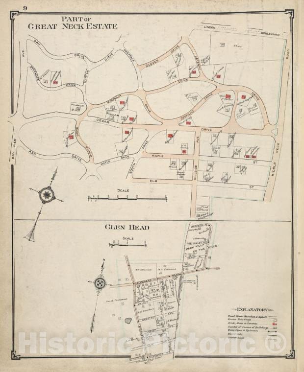 Historic Map - Part Of Great Neck Estate; Glen Head - Nassau County (N.Y.)- New York (State) - Nassau County - Vintage Wall Art