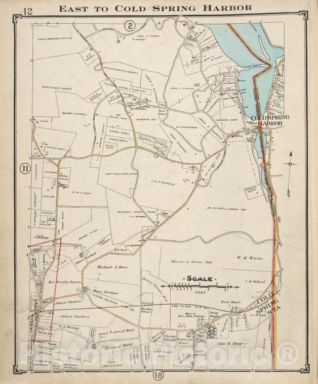 Historic Map - East To Cold Spring Harbor - Nassau County (N.Y.)- New York (State) - Nassau County - Vintage Wall Art