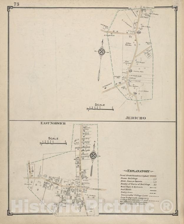 Historic Map - Jericho; East Norwich - Nassau County (N.Y.)- New York (State) - Nassau County - Vintage Wall Art