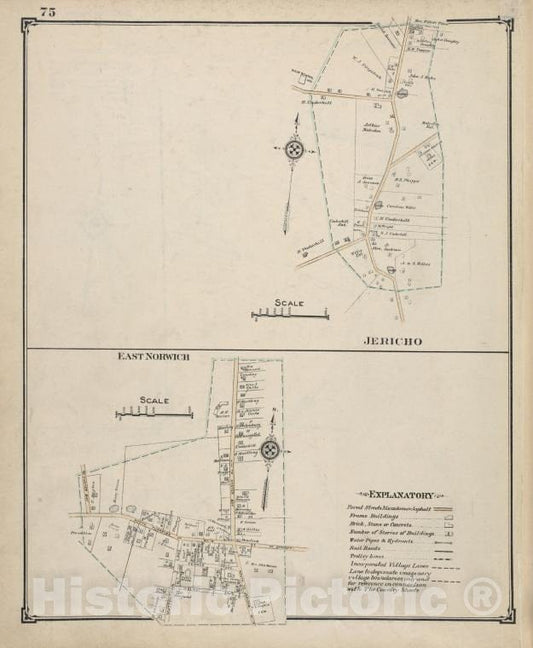 Historic Map - Jericho; East Norwich - Nassau County (N.Y.)- New York (State) - Nassau County - Vintage Wall Art