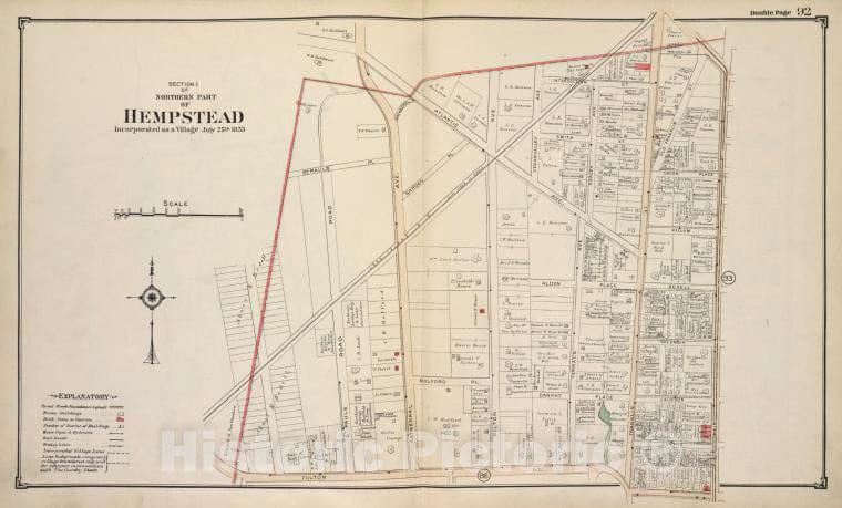 Historic Map - Section 1 Of Northern Part Of Hempstead - Nassau County (N.Y.)- New York (State) - Nassau County - Vintage Wall Art