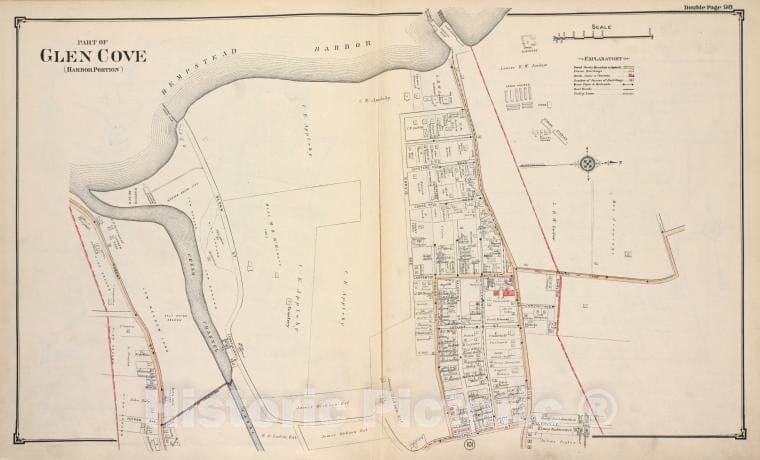 Historic Map - Part Of Glen Cove (Harbor Portion) - Nassau County (N.Y.)- New York (State) - Nassau County - Vintage Wall Art
