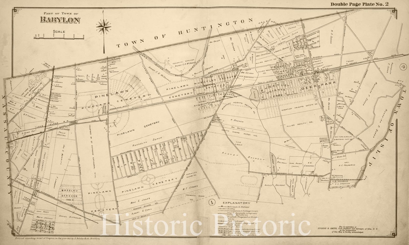 Historic 1915 Map - Part Of Town Babylon - Suffolk County (N.Y.Atlas Of Suffolk County, Long Island, New York - Vintage Wall Art, V2