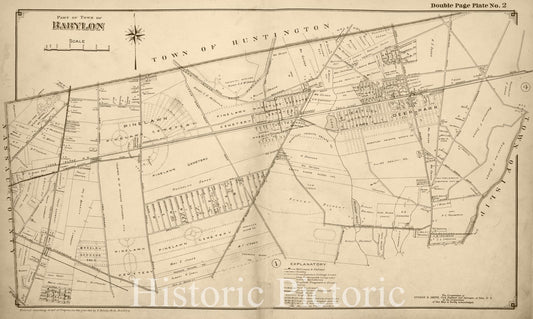 Historic 1915 Map - Part Of Town Babylon - Suffolk County (N.Y.Atlas Of Suffolk County, Long Island, New York - Vintage Wall Art, V2
