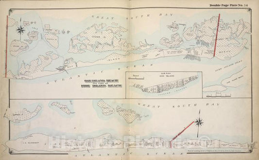 Historic Map - 1915 Suffolk County, New York (N.Y.), Oak Island Beach And Part Of Fire Island Beach - Vintage Wall Art