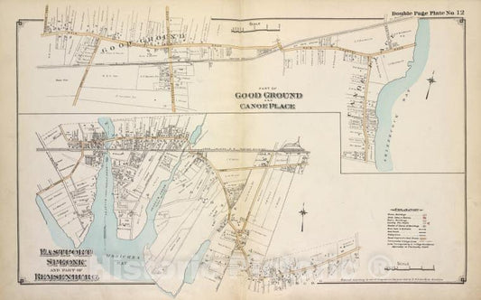Historic Map - 1915 Suffolk County, New York (N.Y.), Part Of Good Ground And Canoe Place; Eastport Speonk And Part Of Remsenburg - Vintage Wall Art